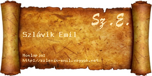 Szlávik Emil névjegykártya